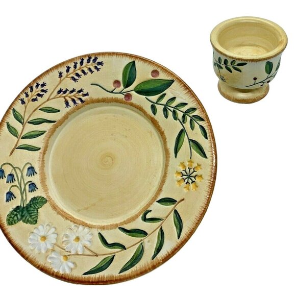 Yankee Candle Matching Floral Tea Light & 8" Inch Plate Set - Picture 5 of 9